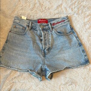 Budweiser Blue Jean Shorts Distressed Cut-Off Style